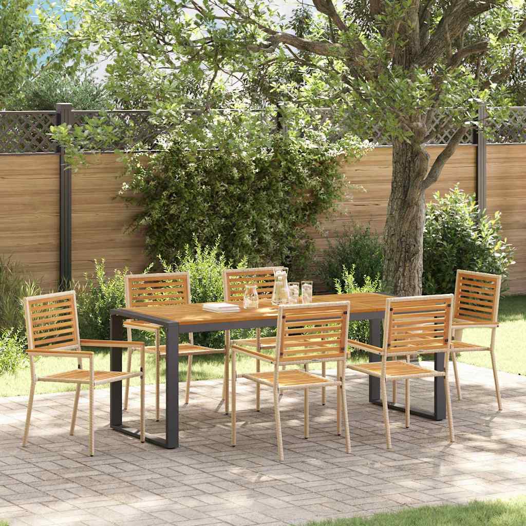 Garten Essgruppe 7 pcs Beige und Braun 200 x 80 x 75 cm
